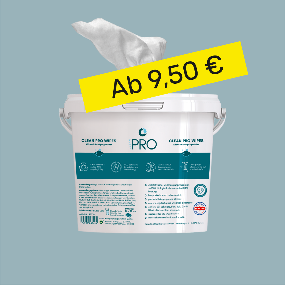 Gebrauchsfertige Profi-Wipes für Industrie, Handwerk und Gewerbe: Extrem reinigungsstark und lebensmittelecht.